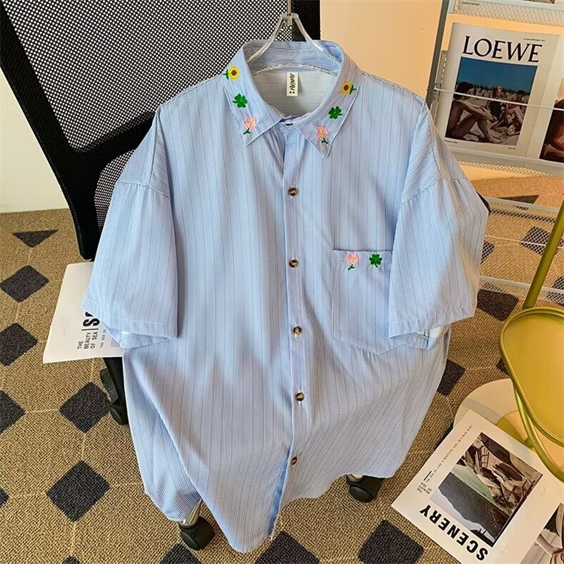 衬衫短袖男士夏季薄款休闲痞帅五分衬衣服夏天外套潮CY848-P35,男装衬衫,星座412-3