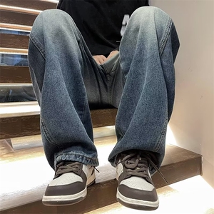 宽松美式复古渐变牛仔裤男潮牌高街直筒薄款裤子秋季N8005-P50图片