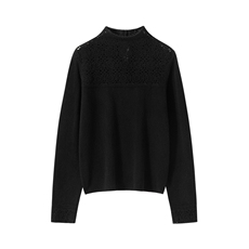 2025年秋季时尚百搭通勤简约休闲女士镂空钩花半高领羊绒衫，女装羊绒衫，臻维羊绒