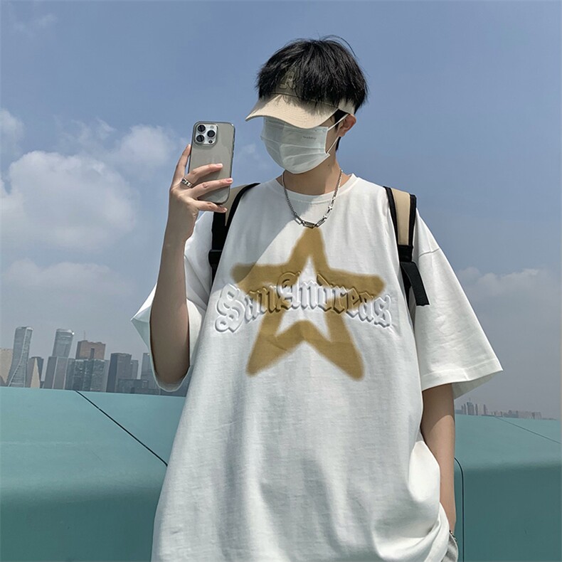 B266-6607-P35控4823夏季新款港风宽松休闲短袖T恤,男装T恤,星座B257-1
