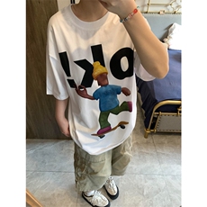 网图有货美式卡通人物OK印花短袖T恤男女情侣宽松上衣A584-P25，男装T恤，星座1505
