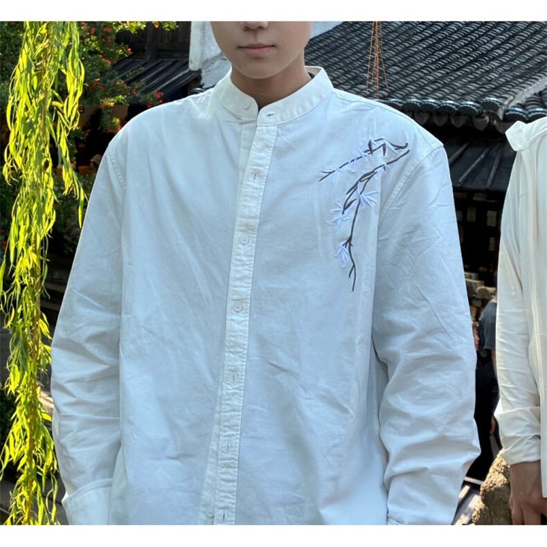 衬衫男长袖春秋季2025新款衬衣男士休闲韩版刺绣薄款上衣外套，男装衬衫，星座601-1