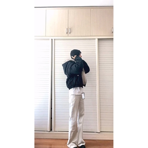 现货高品质美式高街冬季重磅硬挺短款座山雕毛领棉衣男女加厚外套图片