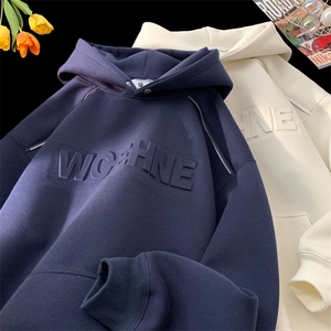 秋季新款连帽卫衣男肩上拉链钢印外套情侣套头款 W114-P60 控88图片
