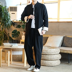 2025春夏新款长袖长裤套装风汉服唐装四季1512-2003-P65，男装休闲套装，星座1512