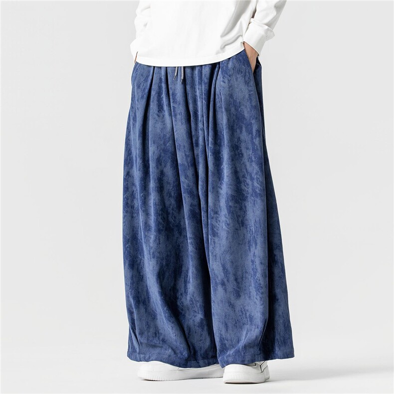 秋冬新款大码日系宽松阔腿裤扎染风灯芯绒裤男女潮K315/P65,男装休闲裤,电商A221A