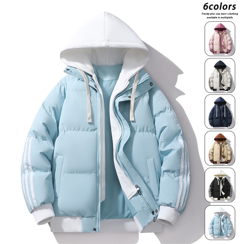 加绒加厚连帽条纹棉衣男款秋冬季宽松休闲棉服外套MY0777-P82,男装棉衣,星座610（原A335）