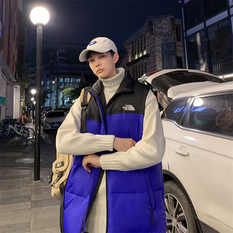 有版权现货刺绣立领宽松外套马甲时尚男款韩版羽绒服MJ02P65控98图片