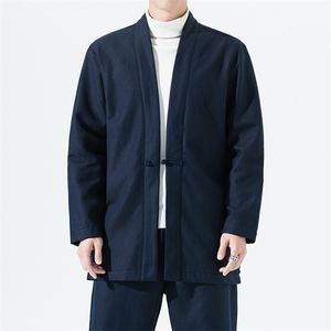 2165^风复古盘扣棉麻外套中式改良汉服秋冬款加绒保暖道袍图片