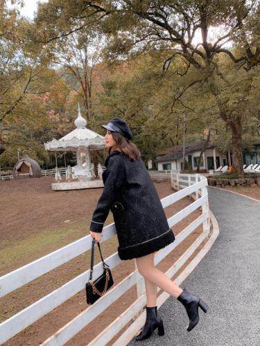 【现货】冬装新款粗花呢风中长款羽绒服，女装羽绒服，CL.chuling