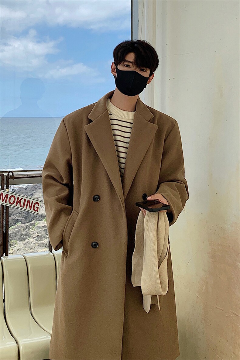 秋冬新款D5567-TP115168长款毛呢外套男港风高级感呢大衣,女装短外套,电商A102