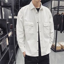 秋季新款长袖衬衫男韩版纯色宽松潮流百搭男生衬衣202-7-GC14，男装衬衫，星座1302