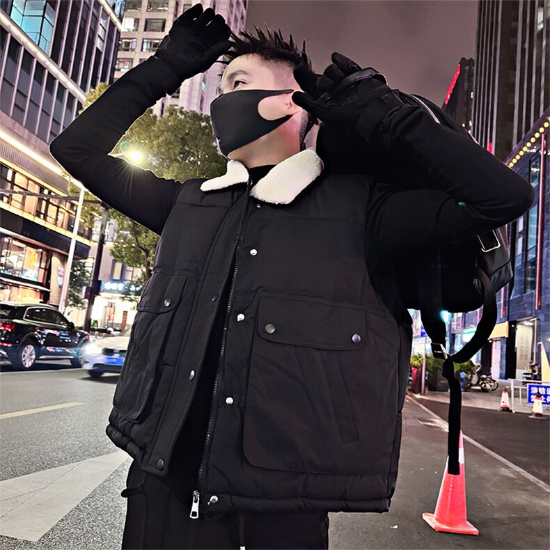 B56/P88控118设计感颗粒绒毛领无袖棉马甲背心时尚打底轻奢男首1,男装背心/马甲,星座305B