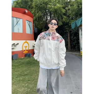 美式立领拼接款夹克，A061-AJ01621-特P55-视频截图图片