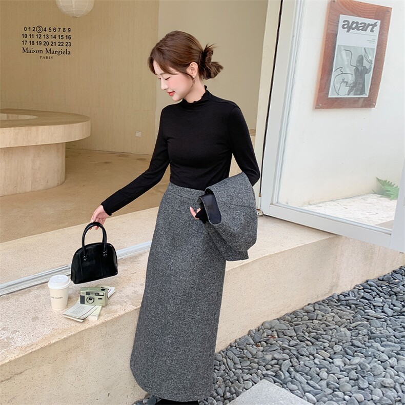灰色高级感小香风马甲套装裙女2025秋季复古气质轻熟风毛呢三件套,女装套装/套裙,纯色衣恋