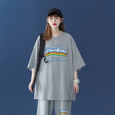 中性23夏季时尚潮流百搭字母印花圆领短袖T恤套装TZ12P50控68，男装T恤，A247A