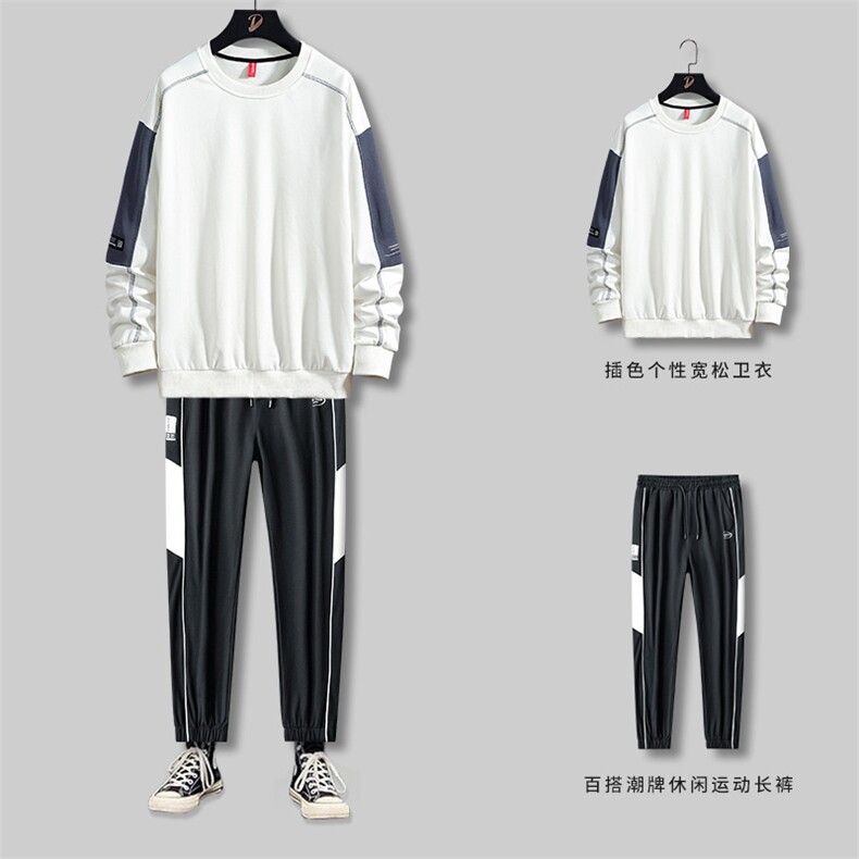 秋季男潮牌卫衣套装舒适宽松卫衣裤子休闲套装SW209+K0099-P50,男装休闲套装,电商A128