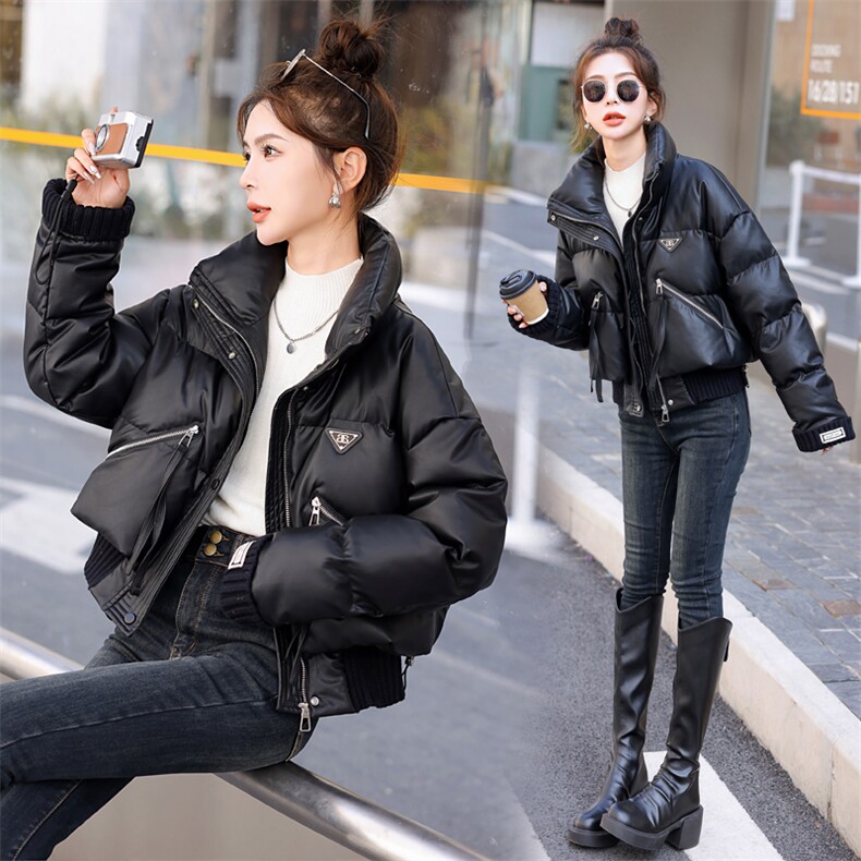 【BAO款现货】2025冬季新品韩版时尚羽绒服保暖翻领蛋白皮百搭款，女装羽绒服，意芙