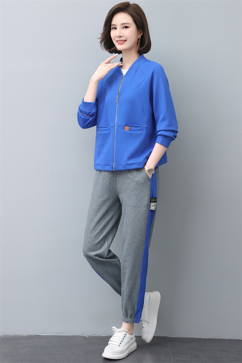 运动服套装女春秋2023年秋装新款时尚妈妈洋气卫衣秋季休闲两件套,女装套装/套裙,依恋蒂丝
