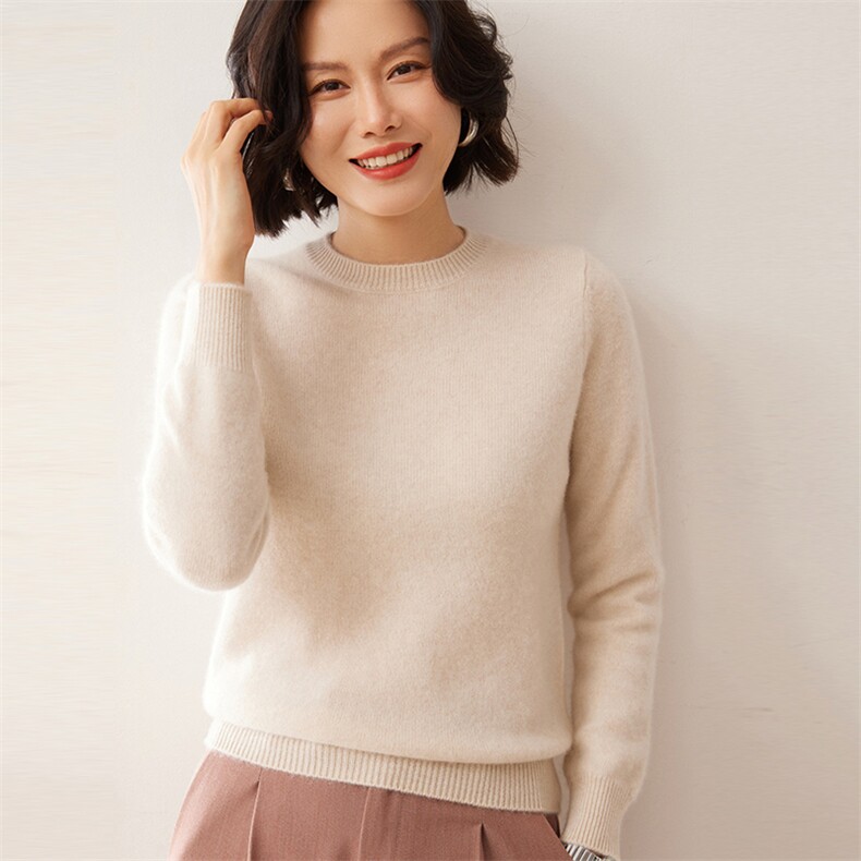 2025秋冬新款女士7针双股正肩圆领衫图片