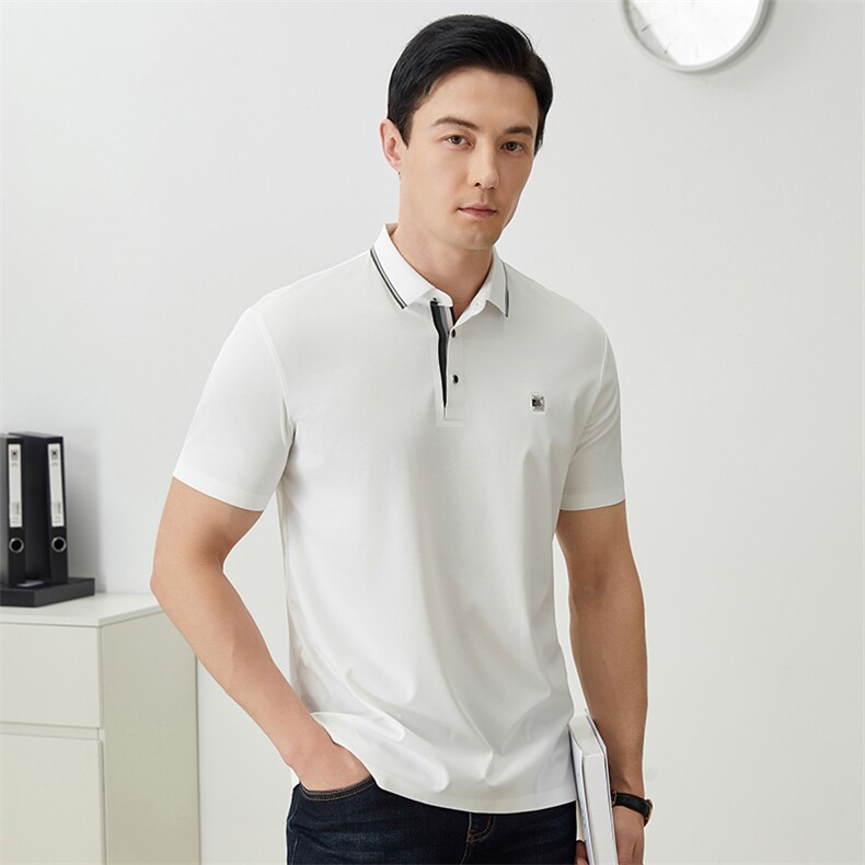 夏季新款短袖男装T恤时尚休闲纯色百搭翻领弹力Polo衫男半袖潮,男装T恤,电商B212（原钱塘6029）