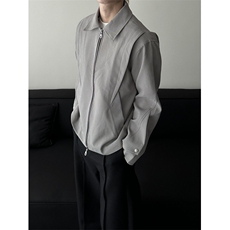 网图现货复古飞片合页解构翻领拉链夹克秋季行员外套R6803-P75，男装夹克，星座1005-4