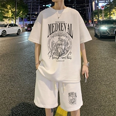 ！2025夏季新款男士华夫格短袖T恤套装学生一套HTZ120P50，男装T恤，电商B220