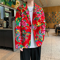 XZ01秋装文艺男大码宽松西服东北大花潮牌开衫男女风民族特色，男装民族服装，星座115A(原星座507）