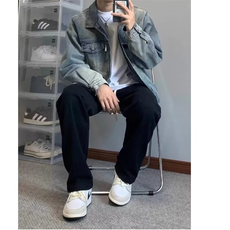 春款网图J09P40蓝色S-3XL垫肩夹克,男装夹克,星座506A