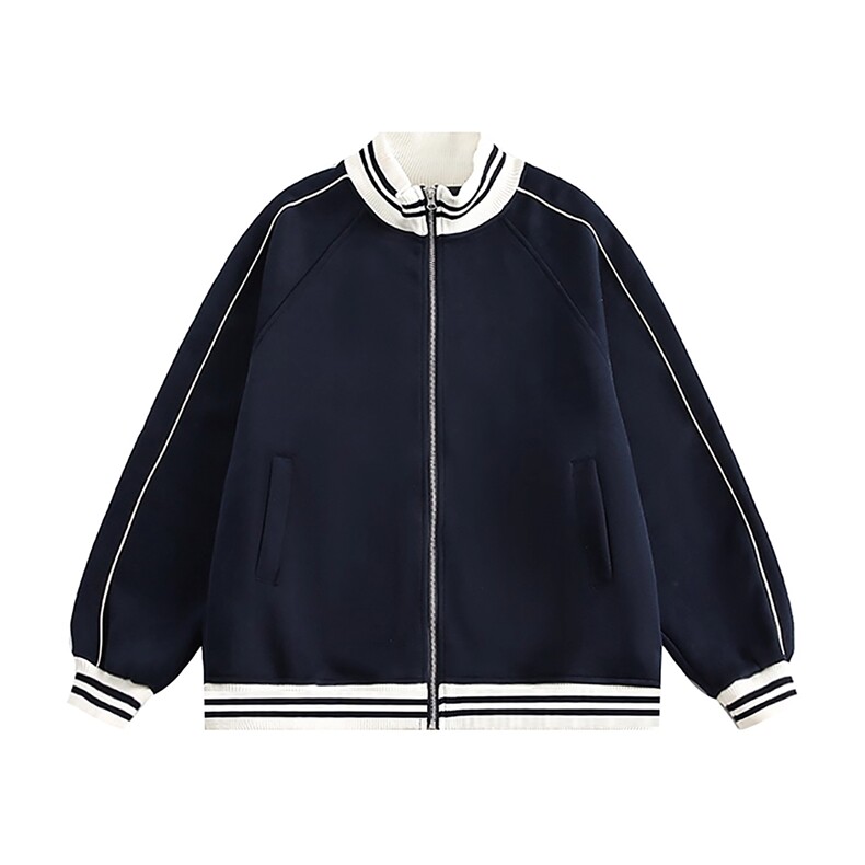 秋季重磅380克全棉宽松设计感拉链套头立领卫衣外套AH904-P42，女装短外套，星座610B-1