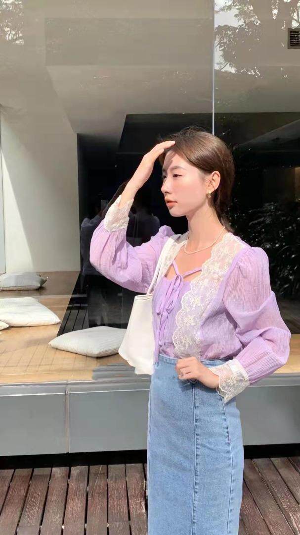 韩版早夏蕾丝拼接小衫，其它，格瑞琪
