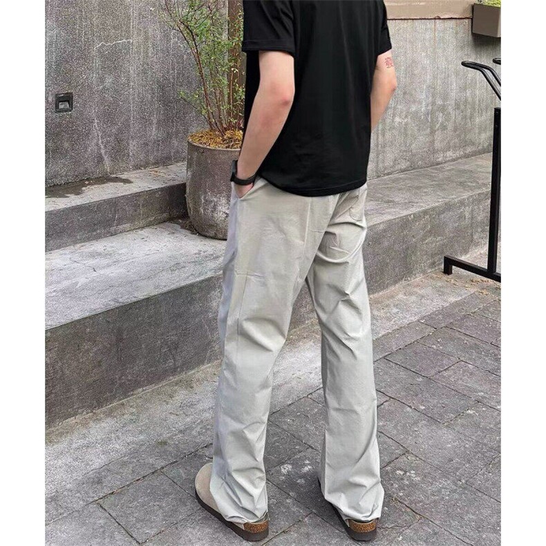 春秋季速干凉感轻薄透气褶皱西裤宽松休闲直筒纯色基础长裤潮,男装休闲裤,星座506A