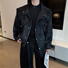 春季安可拉红立领机车夹克男痞帅假两件扎染外套夹克男JK2365P145，男装夹克，电商B267