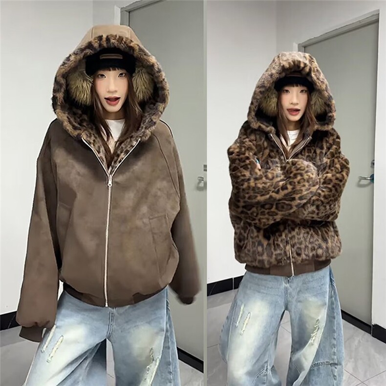 高街复古PU保暖外套休闲宽松冬季百搭痞帅棉服男女 网 B116-P115图片