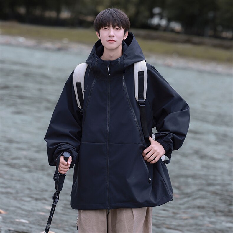 Cityboy情侣 时尚连帽冲锋衣外套夹克 团体班服图片