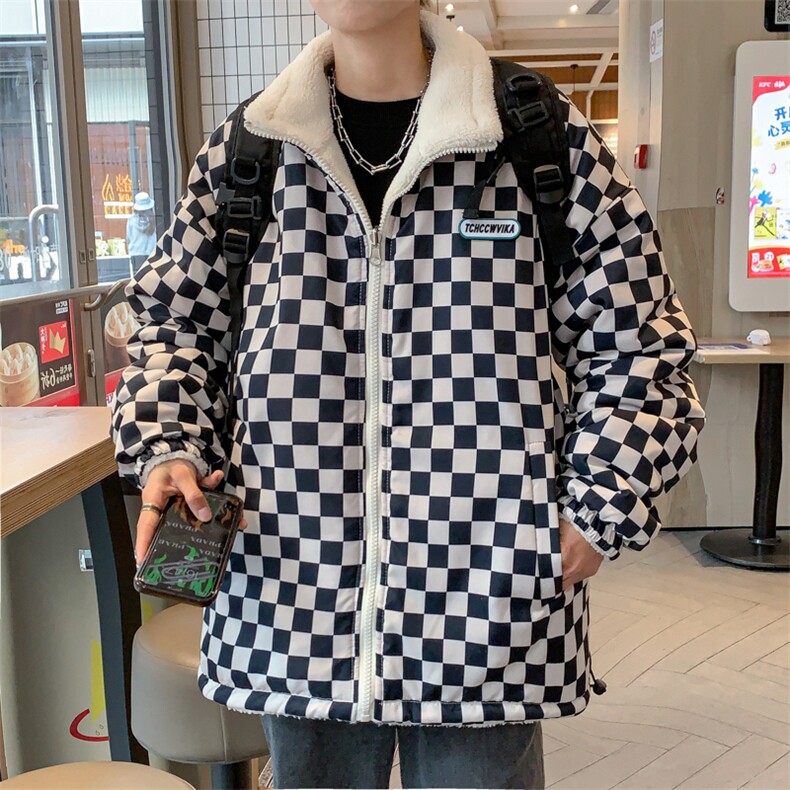 得物羊羔毛立领加棉两面穿毛巾绣情侣外套棉衣面包服,男装棉衣,星座301D-4(原星座1004-4）