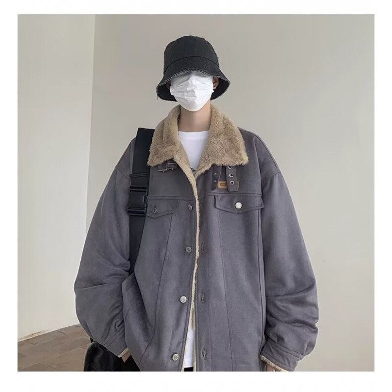 网络图现货潮牌痞帅小香风男款春秋季宽松麂皮绒夹克J276-P85,男装夹克,星座715-7