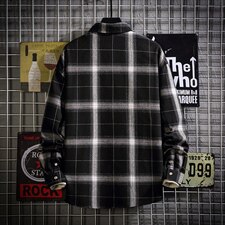 2021秋季新日系网格风大码男宽松休闲工装格子衬衫C3053-P40，男装衬衫，电商A001