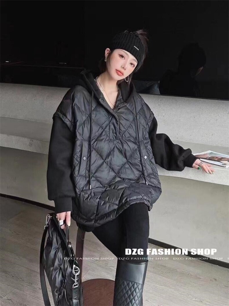 羽绒拼接卫衣，女装卫衣/绒衫，依多坊