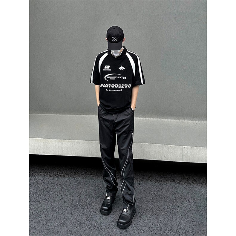 B221美式ins高街暗黑小众拉链情侣休闲冲锋裤LK23030-P65控88,男装休闲裤,电商B221