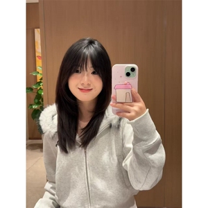 5676-P56现货#原版做工压线缝合大毛领+刺绣休闲卫衣加绒/薄款图片