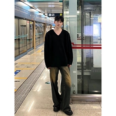 美式ins高街hiphop微喇重工艺水洗复古蓝牛仔裤货号K2322-1P60，男装牛仔裤，电商A063
