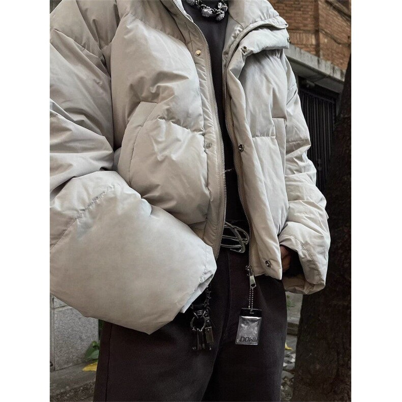 冬季新品加厚保暖棉衣时尚潮牌简约立领棉服男士宽松外套图片