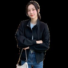 小个子纯色立领夹克拉链上衣女2022秋新款时尚百搭休闲通勤短外套,女装短外套,辉之琳