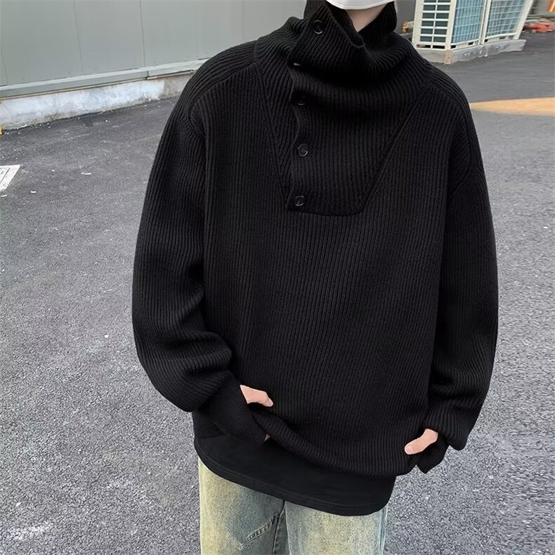 M608-新款美式复古休闲慵懒风纽扣针织衫纯色毛衣,男装针织衫/毛衣,星座1002-2