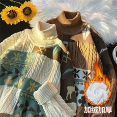 美式高领加绒毛衣男慵懒风休闲针织衫RYM49P65，男装针织衫/毛衣，星座1116-2