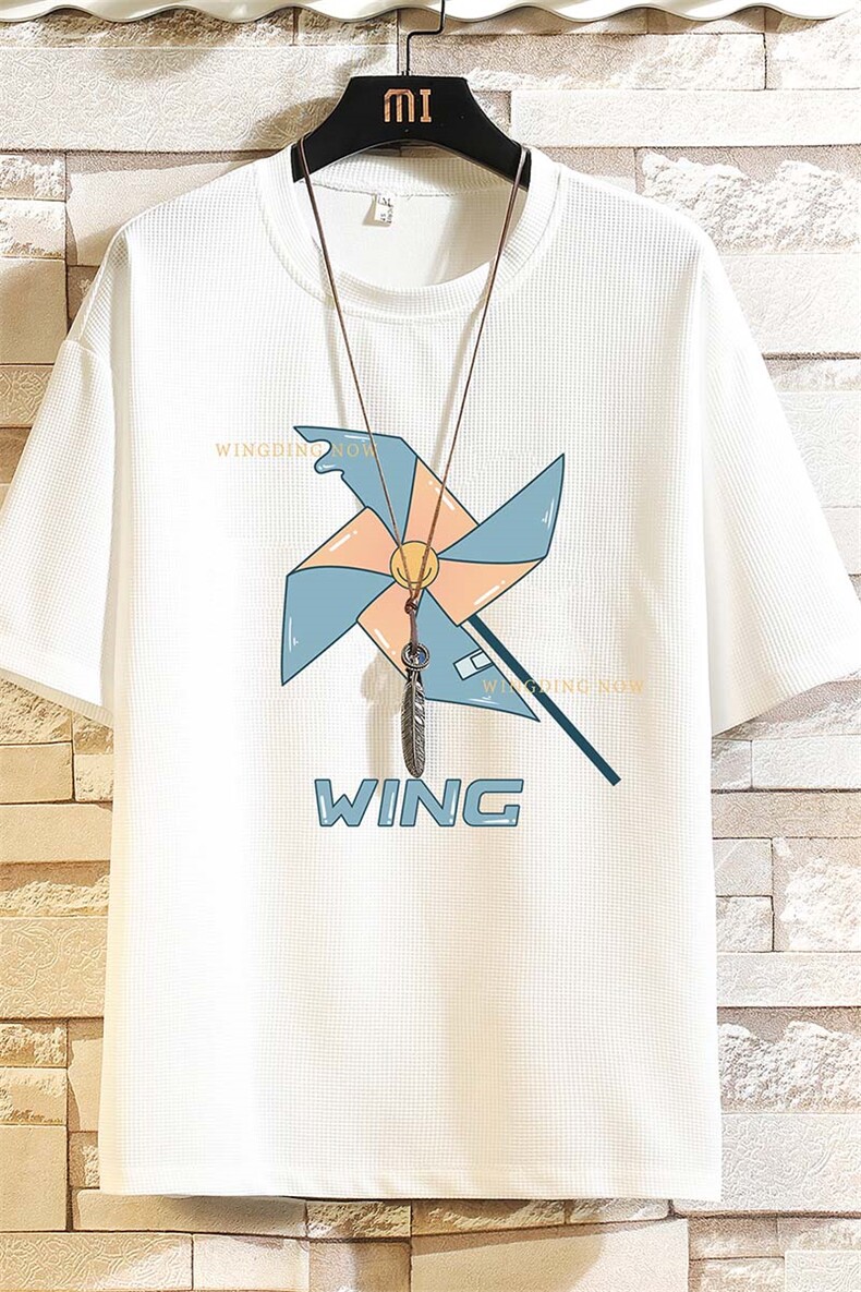 HT73112-P22华夫格t恤男短袖男大码五分袖砖墙,男装T恤,电商A040A