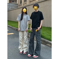 褶皱工装裤男女款夏薄款cleanf弯刀裤子情侣直筒休闲裤MK8203P58，男装工装外套，星座1013-5