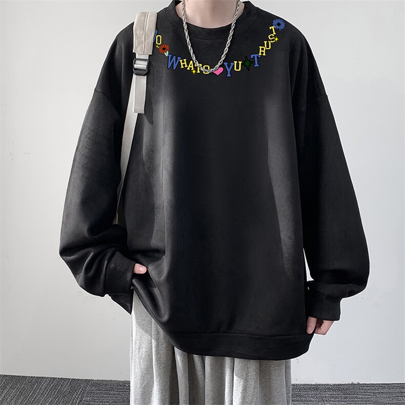 麂皮绒卫衣男大码重磅长袖t恤男JW81381-P35,男装卫衣,电商A040