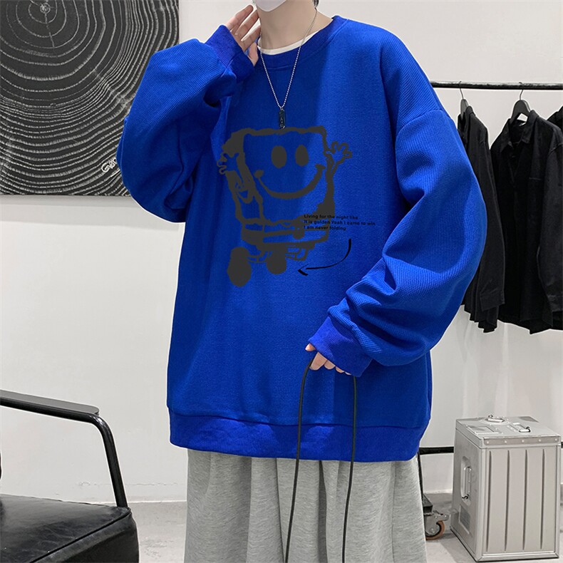 海绵宝宝华夫格圆领卫衣男长袖t恤男外套HW76245-P30加绒款-P40,男装卫衣,电商A040